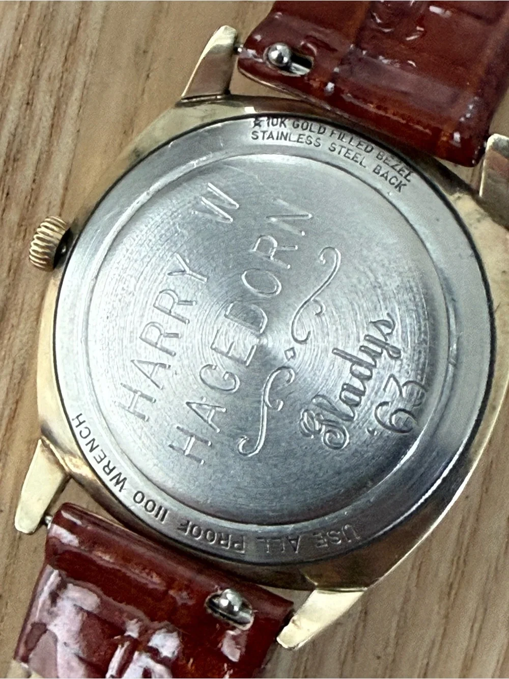 Wittnauer Longines Rare Mechanical Watch Silver Dial Gold Case New Leather Strap